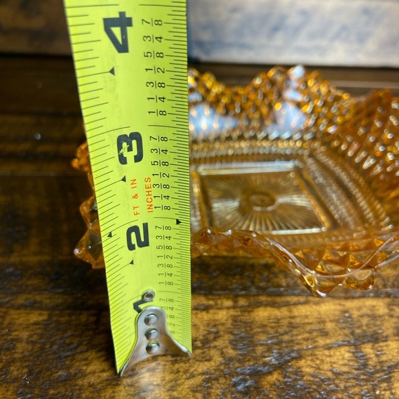 VTG FEDERAL GLASS YELLOW DIAMOND CUT DEPRESSION GLASS SQUARE CANDY TRINKET DISH - Picture 8 of 13